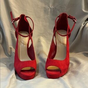 Red Peep-Toe Heels by